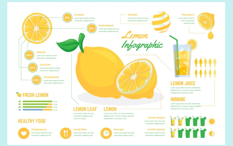 Exemplo de Infográfico usando um limão para ilustrar