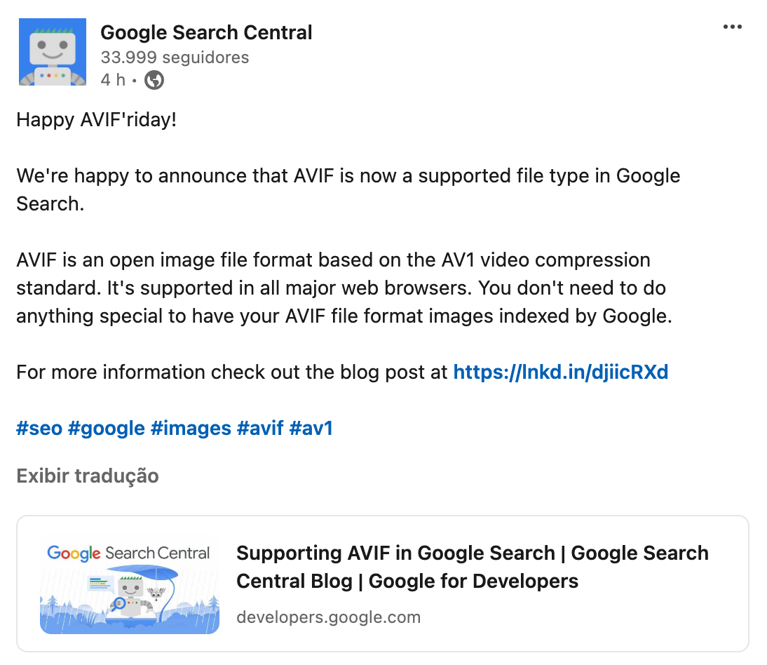 google suporte avif