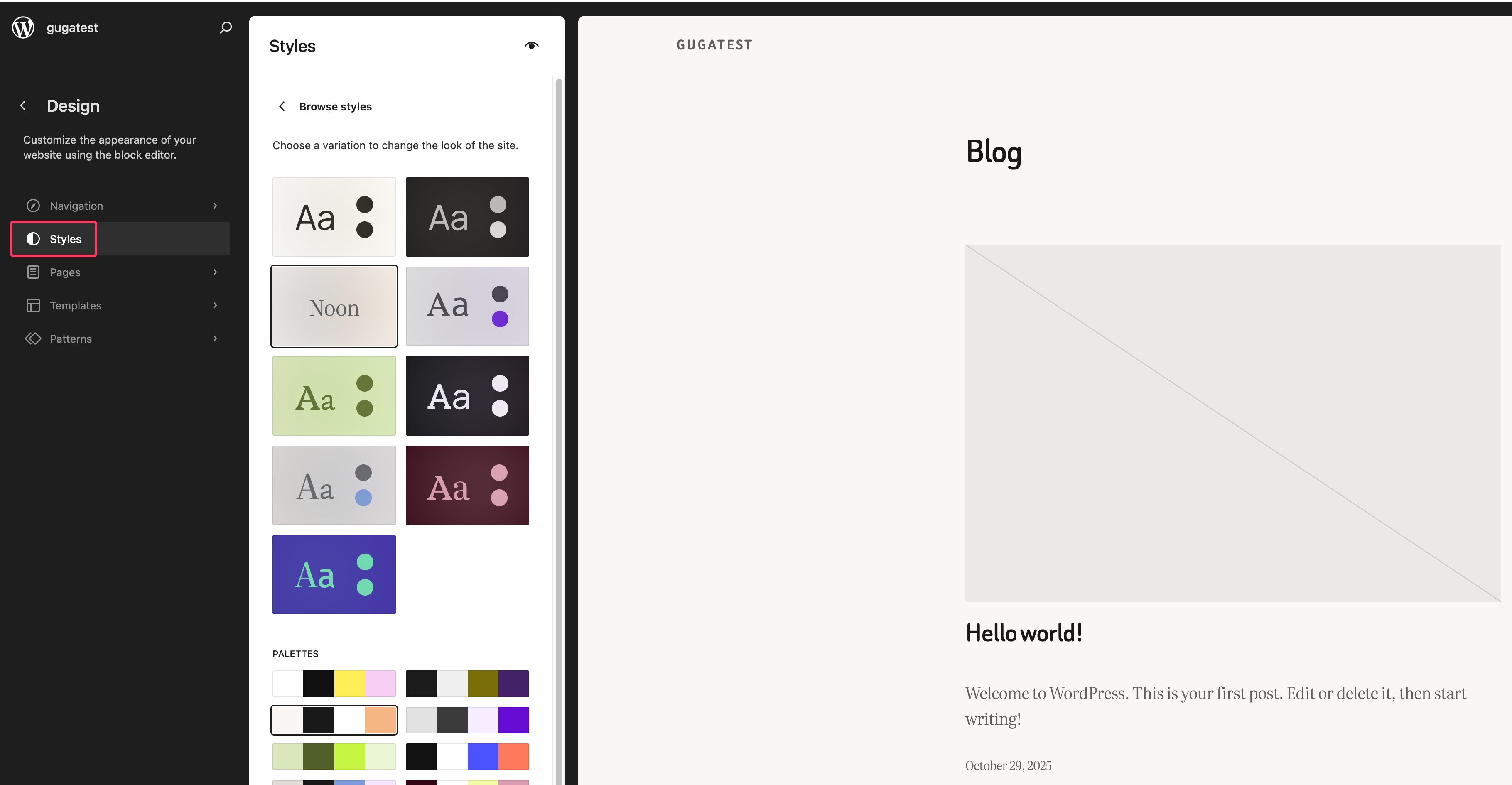 wordpress styles fse