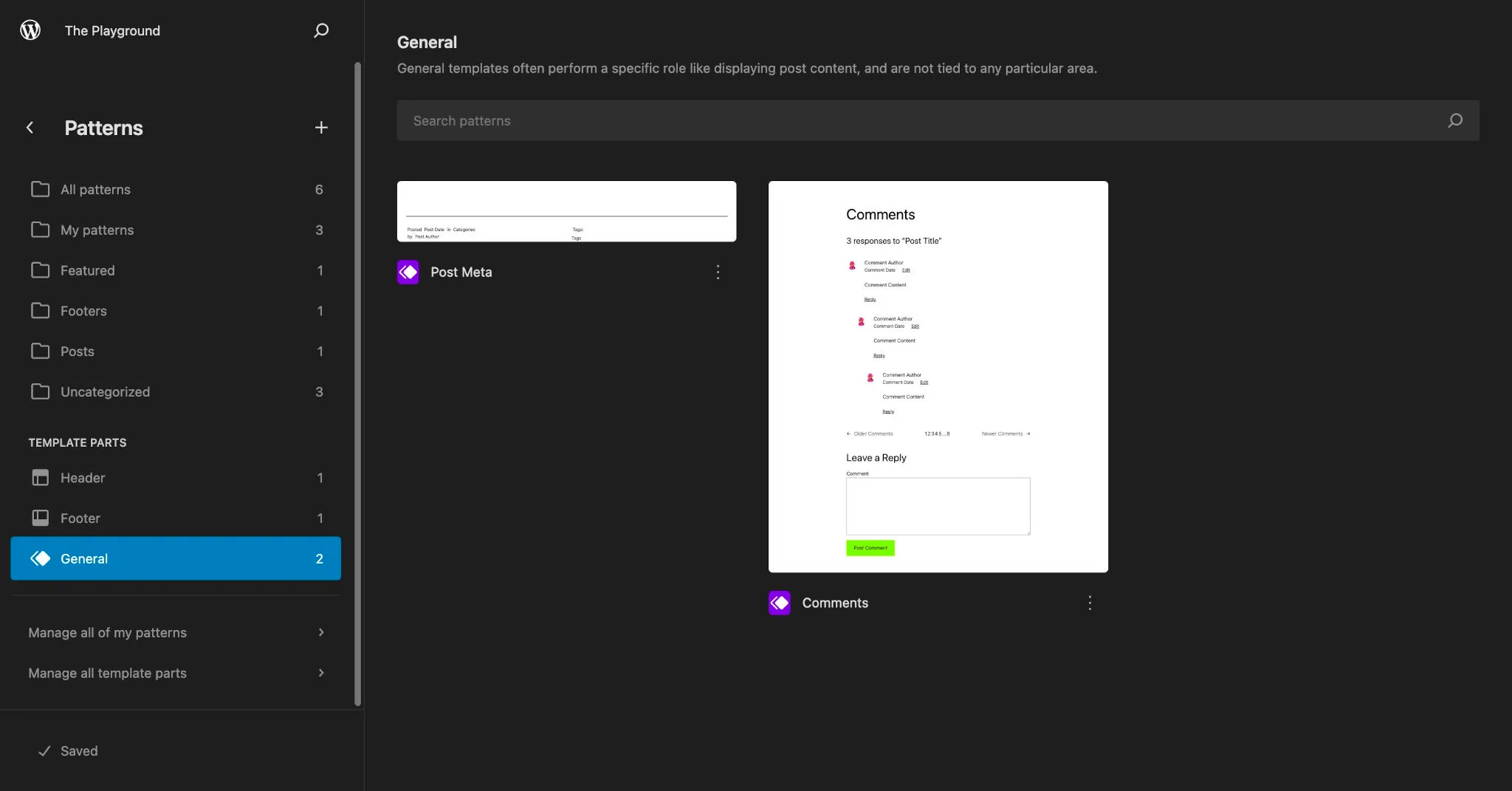 wordpress template parts